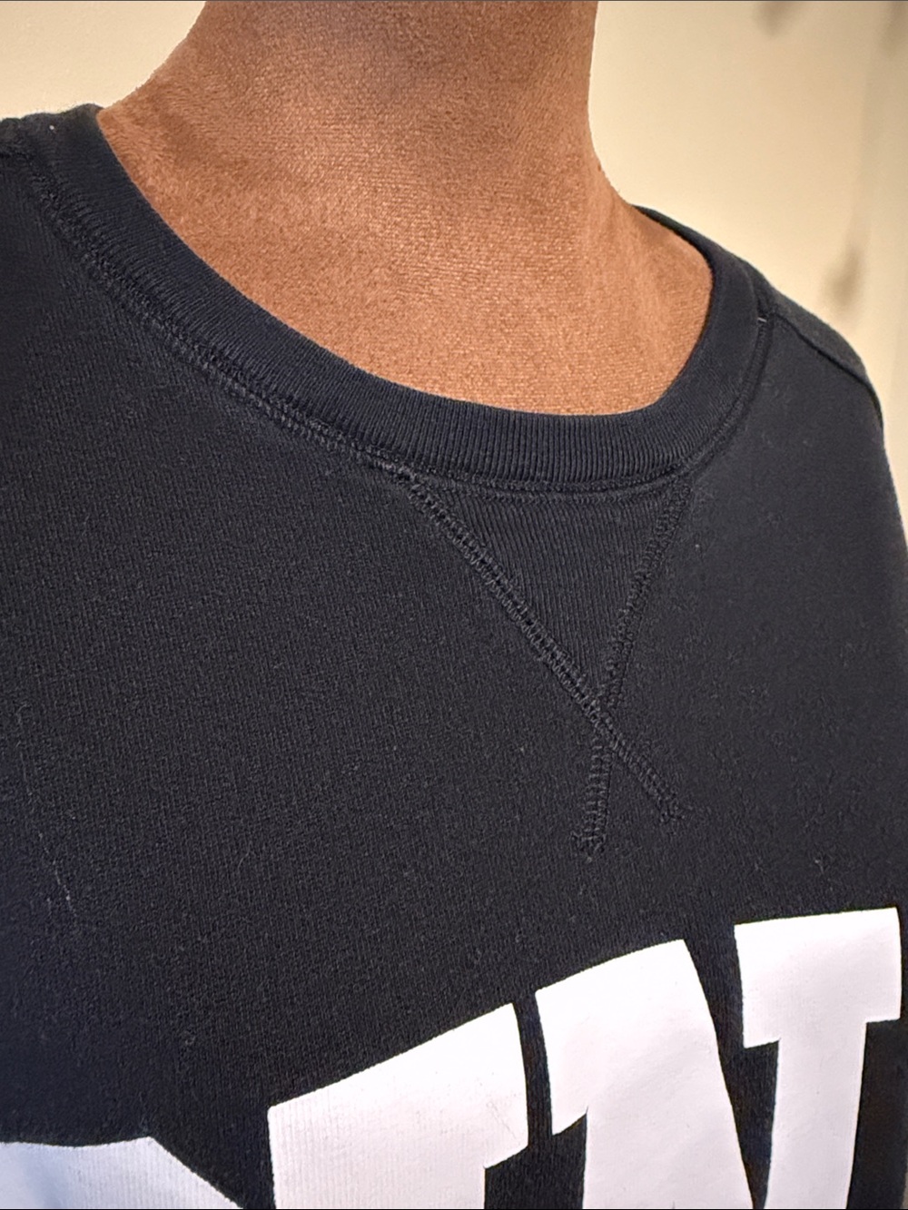 PINK Victoria's Secret Black Crewneck Sweatshirt with White Logo - Picture 4 of 8